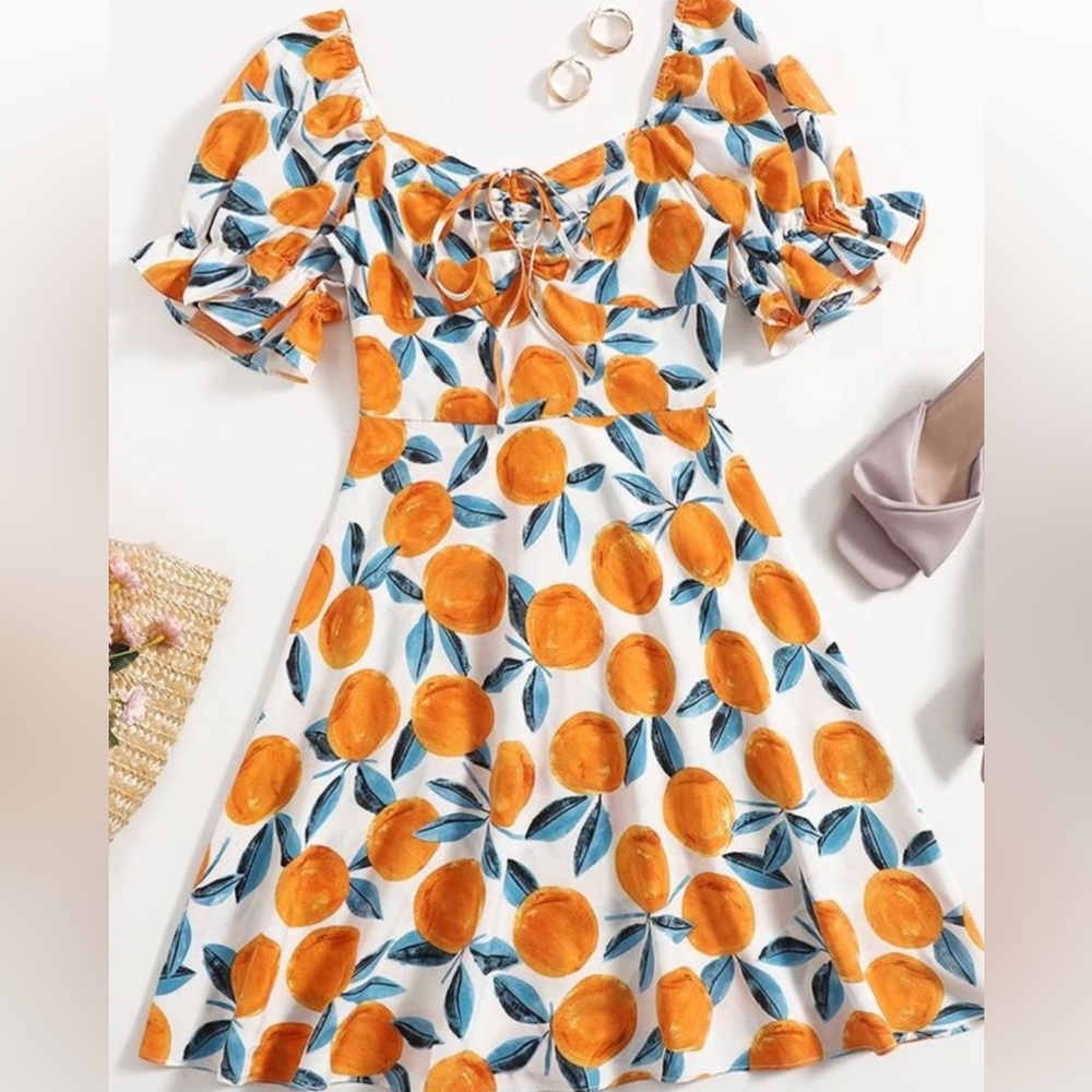 Orange Print mini dress